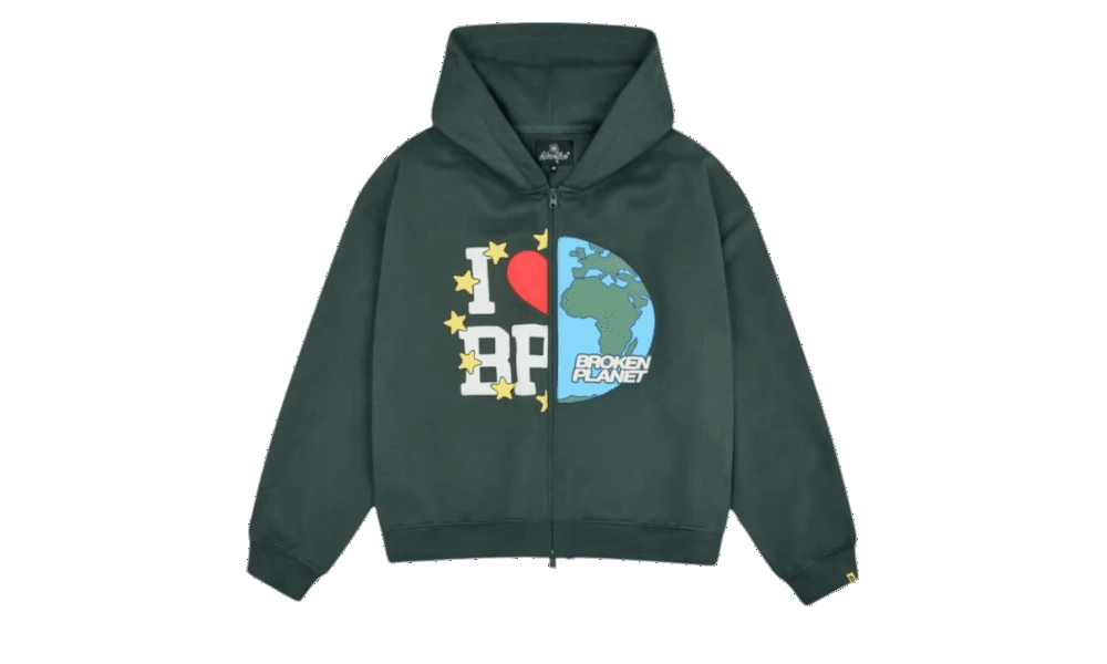 My Planet Zip Up Hoodie Green