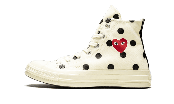 Chuck Taylor All-Star 70s Hi Comme des Garçons PLAY Polka Dot White