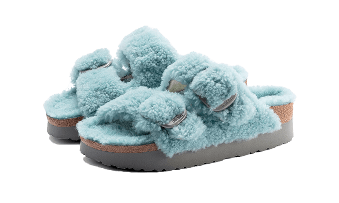 Arizona Big Buckle Shearling Teddy Faded Aqua